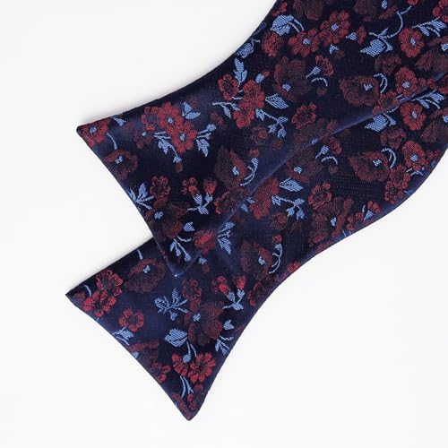 Image of Alizeal Mens 2pcs Floral Bow Tie Set | Self-tied Elegant Pocket Square Set for Wedding