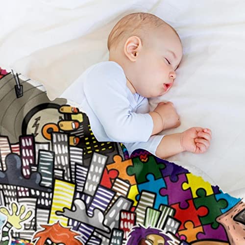 Couverture microfibre Music Doodle : plaid de qualité supérieure lavable et durable