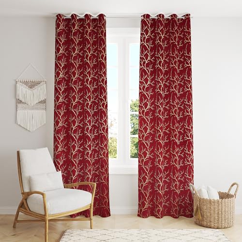 Image of Homefab India Velvet Curtains Room Darkening - Long Door 8 feet, Pack of 2 Curtain /Panel, Maroon
