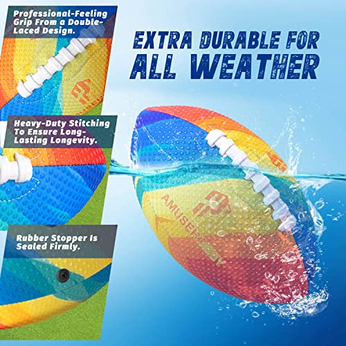 Football Official Size 9 Waterproof Football For Kids Youth Teen Boys Men,Upgraded Grip,W/ Pump And 2Pack Water Skipping Balls Summer Water Bouncing Balls For Swimming Pool Toys Swimming Games #TOP2