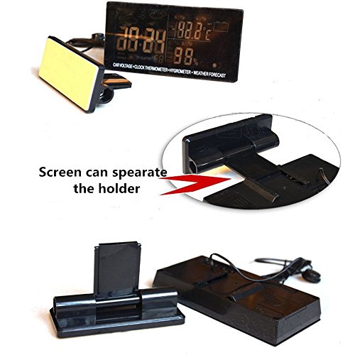 Polarlander 4 In 1 Digital Car Thermometer Hygrometer 12V Dc Lcd Screen Hygrothermograph Weather Forecast Voltage Clock #TOP5