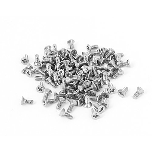 uxcell M2-0.4 x 5mm Fine Thread Stainless Steel Phillips Flat Countersunk Head Screws 100pcs