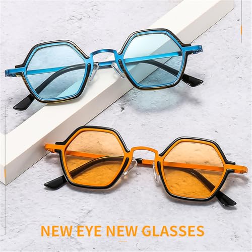 Hexagon Sunglasses Women Men Colorful Resin Lens Alloy Metal Frame Sun Glasses UV400,m13993