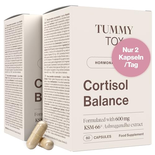 Ashwagandha 600 mg Rhodiola Rosea Magnesium Vitamin B6 und Vitamin B5 120 Kapseln für 60 Tage Cortisol Balance TummyTox