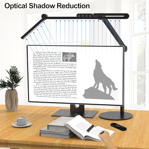 Image of Micomlan Architect Desk Lamp with Remote Control, Adjustable Led Desk Light for Home Office with Base, 24W Bright Auto Dimming Table Light Rotatable Office Lamp with Swing Arm for Computer Cafting