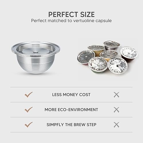 Miniatura 3 de Stainless Steel Metal Coffee Capsule Compatible for Vertuo Coffee Espresso Size Nespresso Vertuoline Reusable Pods Holder Vertuolline