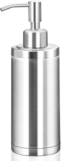 Amazon Brand Umi Stainless Steel Soap Dispenser for Kitchen Sink, Bathroom, Refillable Countertop Hand Dish Lotion Pump Bottle - 300ml, Silver