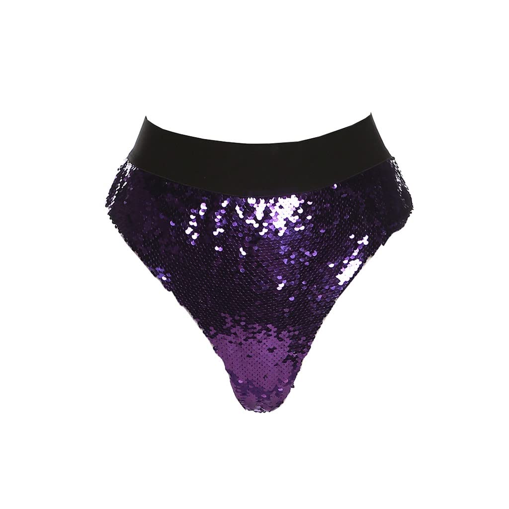 JJJ GCX- Lato Nowe Damskie Seksowne Cekiny Ulica Wysoka Talia Torba Hip Ciasne Casual Szorty Kobiety Seksowne (Kolor: Fioletowy, Rozmiar: M)