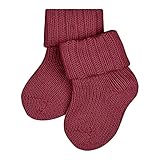 FALKE Unisex Baby Dunsk bomuld tyk ensfarvet 1 par Socken, Rot (Ruby 8830), 62-68 EU