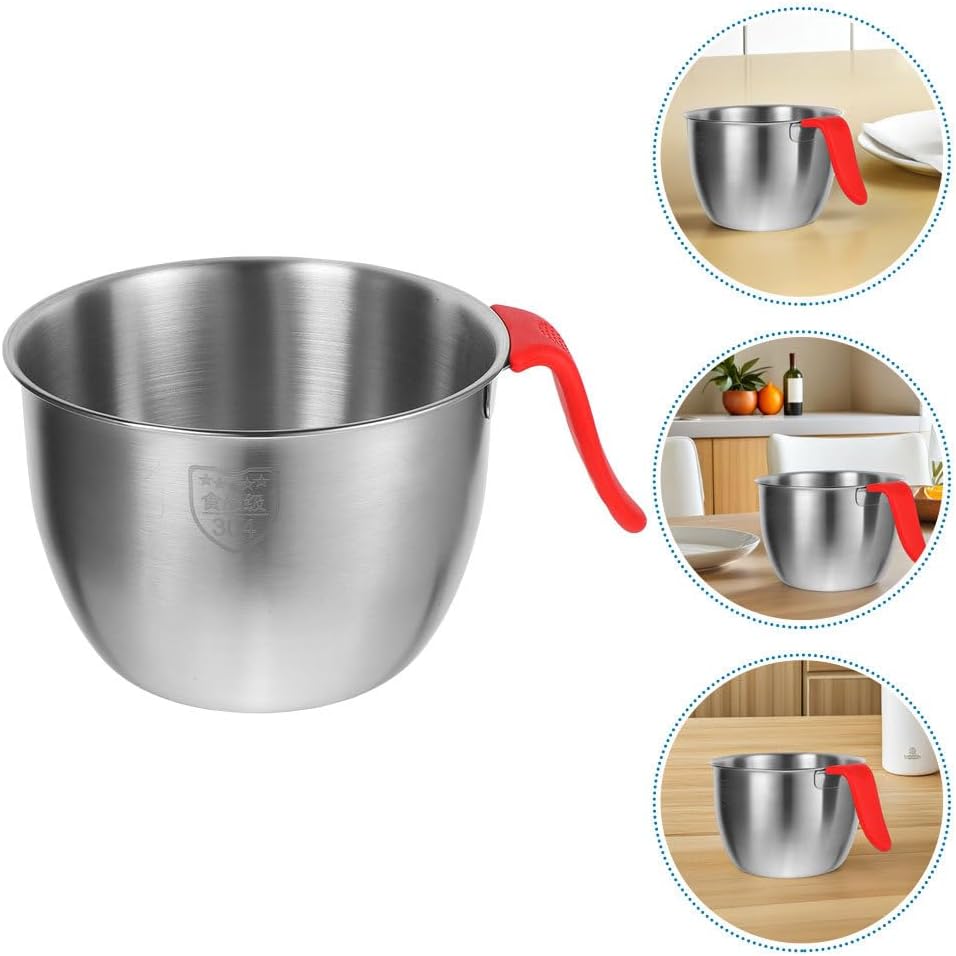 2 Pack Stainless Steel Mixing Bowls, Flat Base Stainless Steel Serving Bowls, 8 Inch Mirror Polish Large Metal Set for Kitchen Cooking, Baking, Prepping