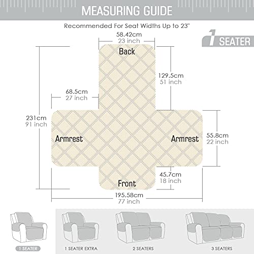 Taococo Non-Slip Recliner Chair Cover Sofa Slipcover, Pet Cover For Small Recliner Chair With Elastic Straps, Washable Reclining Chair Cover Recliner Furniture Protector (23'' Small, Light Gray) #TOP2