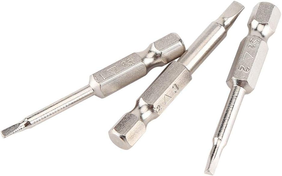 5Pcs 50mm Triangle Bit Triangle Screwdriver Bits Length 1/4" Hex Shank Magnetic Electric Screwdriver Bits TA1.8 TA2.0 TA2.3 TA2.7 TA3.0