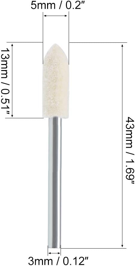 uxcell 5 mm Wool Felt Mounted Points Tapered Polishing Bits Burrs Buffing Wheels with 1/8 Inch Shank 24 Pieces - Image 3