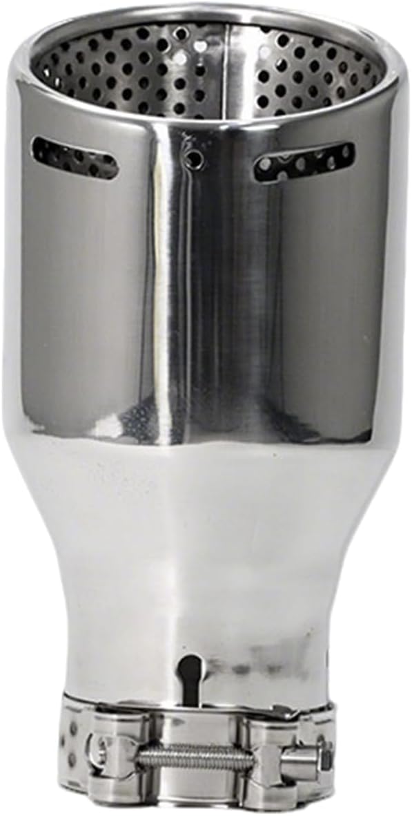 Vechkom 2.5" Exhaust Tip 2.5" Inlet 3.5" Outlet 6.5" Length Chrome Muffler Tail Pipe Tip with Drain Holes Universal Fit for Car Truck Diesel Clamp-On Stainless Steel Polished Silver