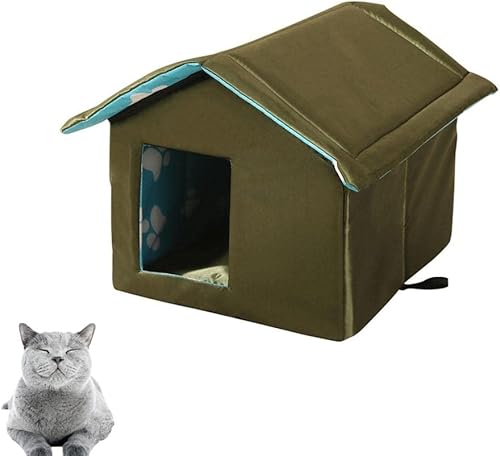 Casa para gatos con calefacción al aire libre casa plegable para gatos para invierno casa segura impermeable para mascotas y refugio para mascotas