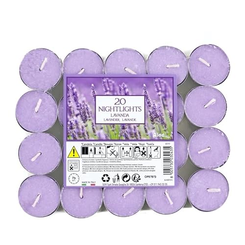 Marco Paul, set di 20 lumini profumati, 7 ore di combustione, candele profumate a lunga combustione, idea regalo, decorazione per la casa, illuminazione colorata, per casa, eventi, Natale (lavanda)