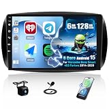 CAMECHO 6+128GB Octa-Core Android 15 autoradio per Mercedes-Benz Smart 453 Fortwo 2014-2020, 9 Pollici DSP Radio con Bluetooth GPS Wi-Fi Wireless CarPlay Android Auto FM/RDS EQ e Telecamera Posteriore