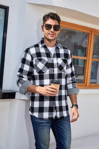 Alex Vando Mens Button Down Shirts Regular Fit Long Sleeve Casual Plaid Flannel Shirt