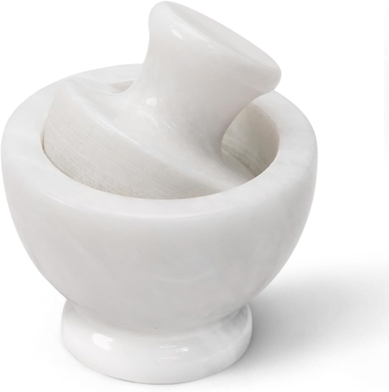 Mother’s Day Gift for Her – Elegant Mother’s Day Surprise – Unique Gift for Mom Handmade White Marble Mortar and Pestle Set 3.5 Inch Stone Spice Grinder Garlic Herb Crusher Kitchen Cooking Tool