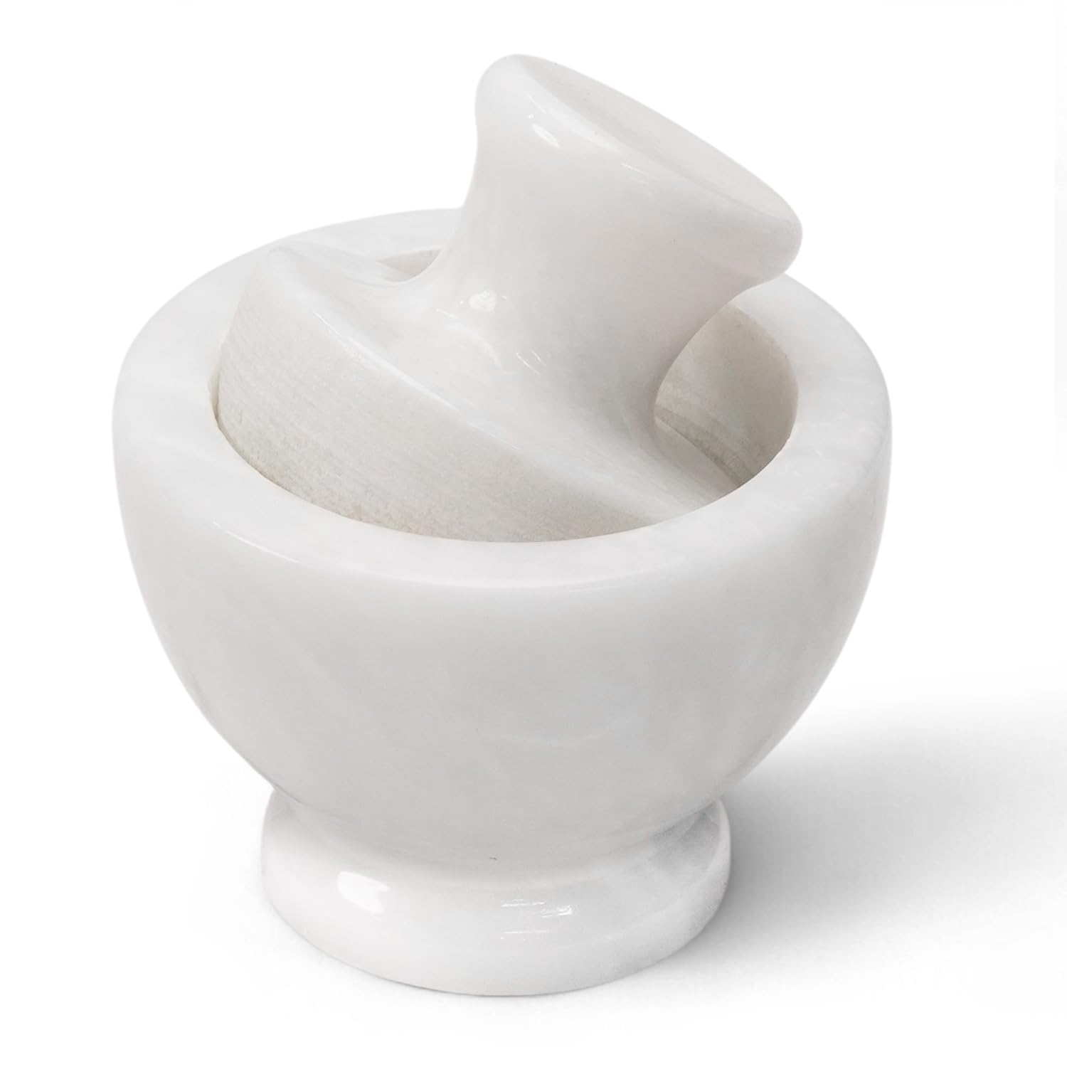 Marble Mortar & Pestle Set, 4x4.5" Inches White Grinder for Spices, Pill Crusher, Kitchen Accessories & Seasoning Set, Ideal for Grinding Spices and Herbs