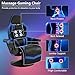 IBXFO Massage Gaming Chair for Adults, Heavy Duty Reclining Office Chair with Footrest, Adjustable Backrest and Cup Holder, Black Blue
