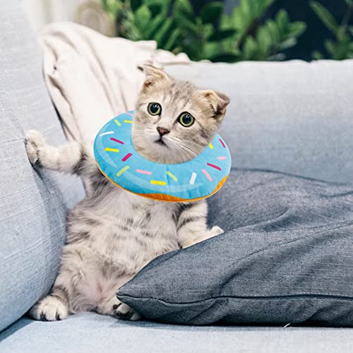 Image of Soft Cat Cone Collar, Adjustable Cat Recovery Collar, Cute Cat Neck Donut, Comfortable Protection Cone Collar Replacement Elizabeth Collar for Post-Surgery Kittens, Puppies and Small Dogs