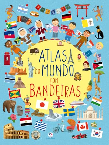 Atlas do mundo com bandeiras