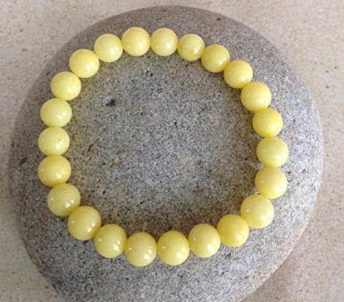 yellow jade beaded bracelet. mountain jade beads. spring color. easter bracelet. simple stretch bracelet. minimalist. unisex. stack bracelet 8mm