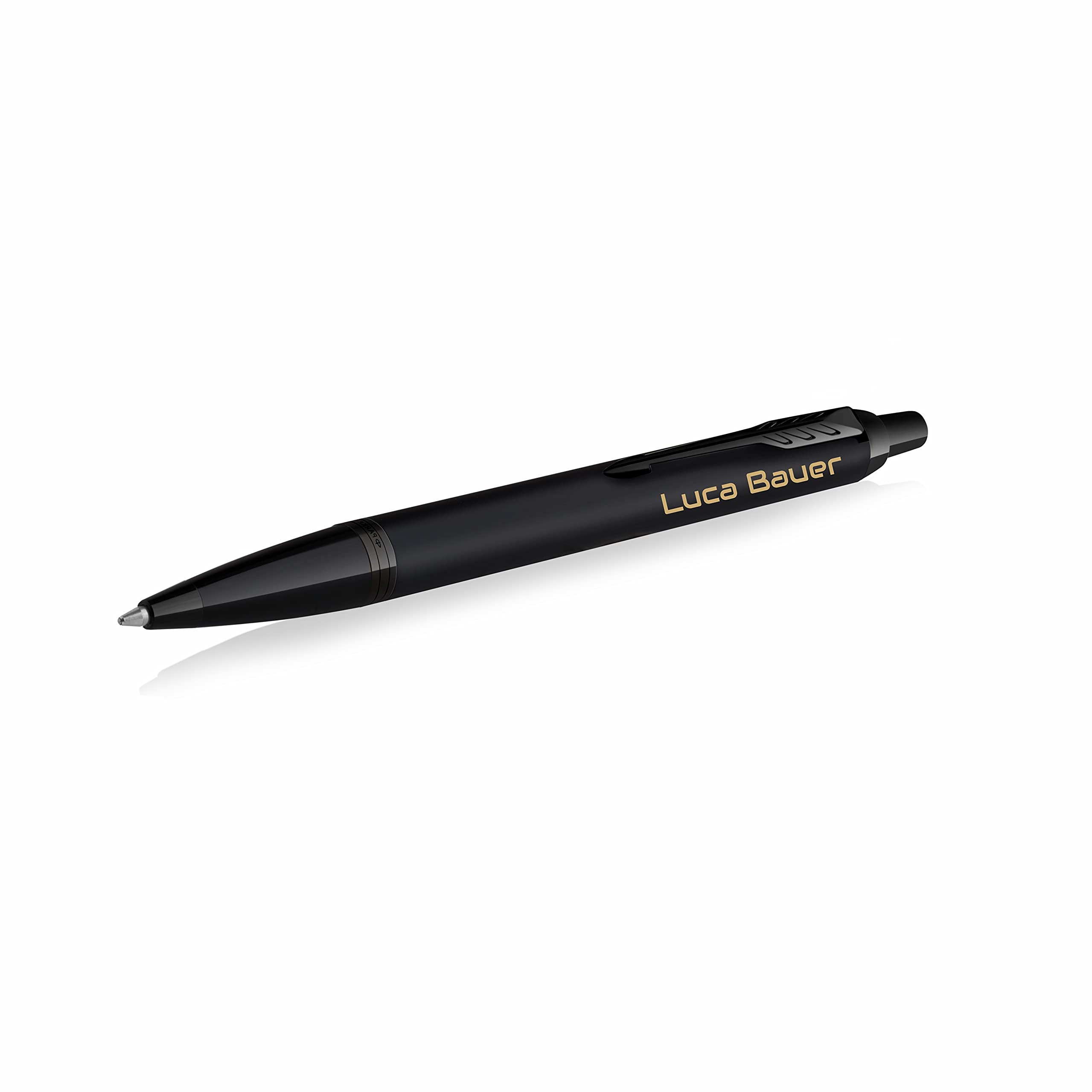 Parker IM Achromatic Bolígrafo con grabado, bolígrafo premium, caja de regalo, tinta azul, elegante, regalo personalizado, nombres, grabados, cumpleaños, oficina, examen, examen (negro mate)