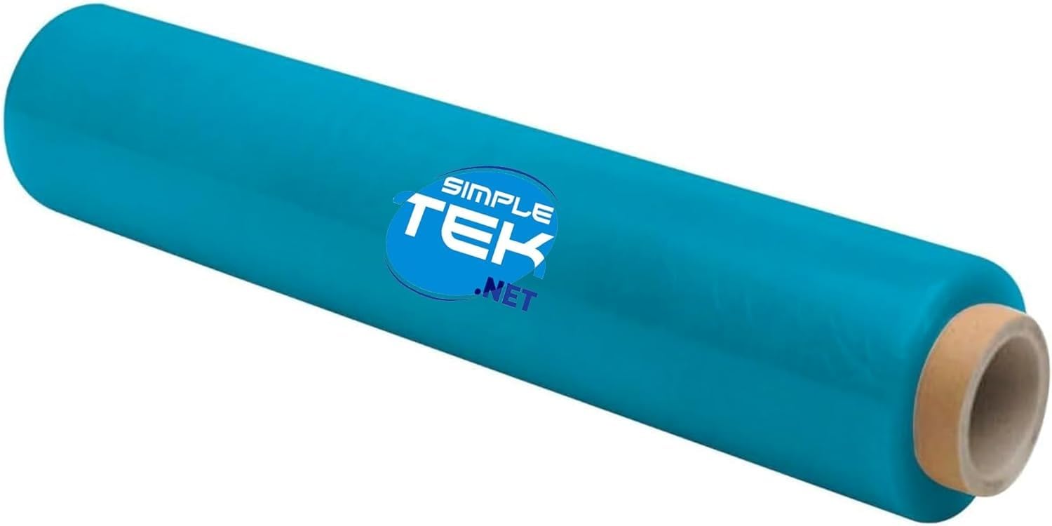 SIMPLETEK - 6 rouleaux de film extensible bleu clair 50 cm, 2,2 kg, 160 m, 30 microns, emballages professionnels (6 pièces)
