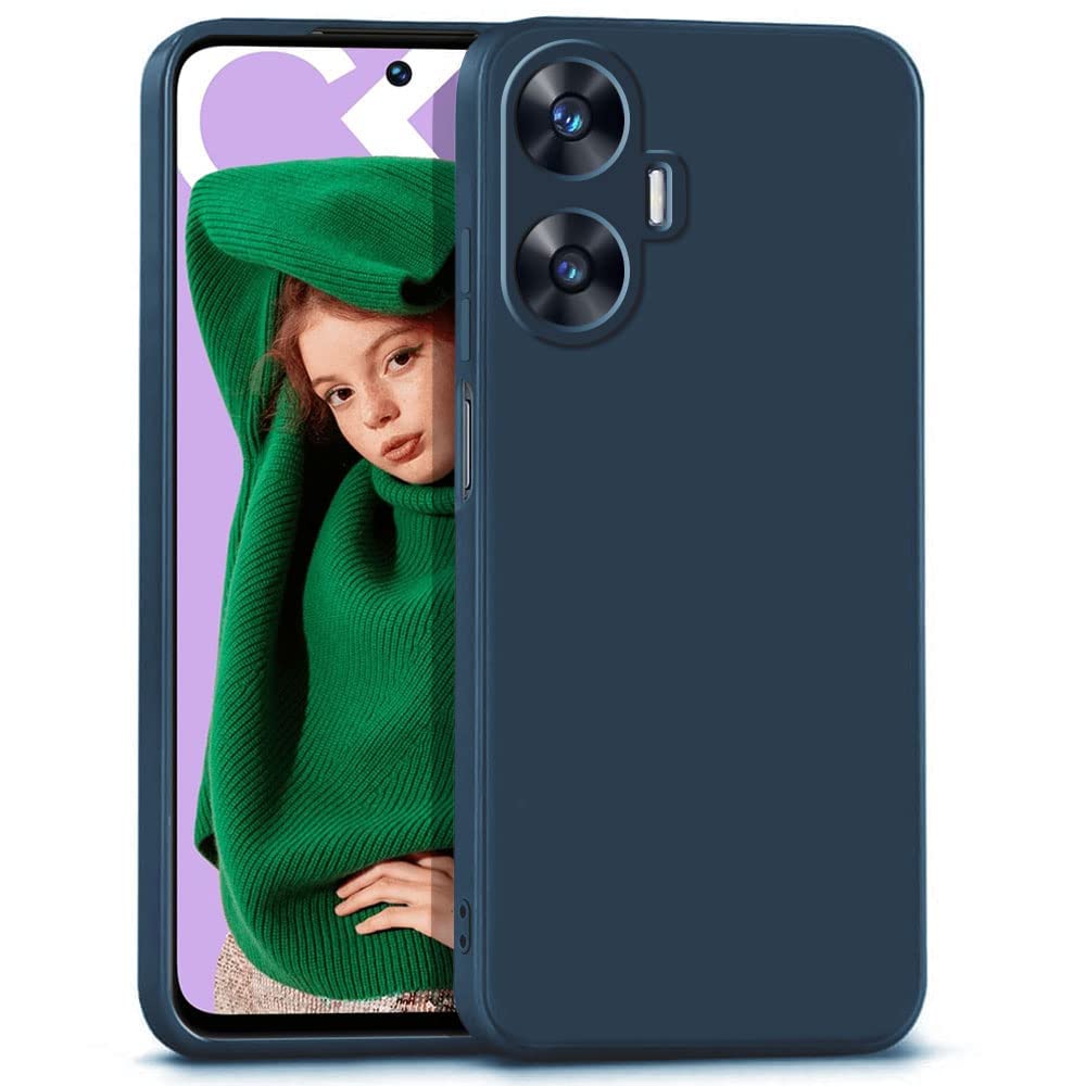 Case For Realme C55 Liquid Silicon Case, Soft Microfiber Lining Cushion Slim Shell Shockproof Protective Soft Gel Rubber Matte Finish Cover Camera Protection Case for Oppo Realme C55 (Blue)