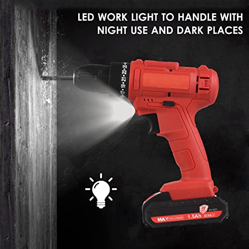 21 V tragbare Akku-Bohrmaschine 3/8-Zoll-Futter Handbohrmaschine Schraubendreher mit 1,5-Ah-Akku Schnellladegerät, LED… – Bild 5