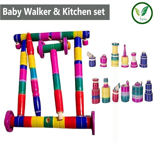 Image of Iagri Multicolour Wooden Walker and Traditional Wooden Toys