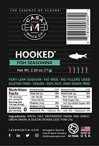 Miniatura 4 de Casa M Spice Co Condimento de pescado enganchado  Muy bajo en sodio  Sin MSG  Sin gluten  Apto para dieta cetogénica  Especias de mariscos
