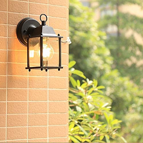 Sconce murale vintage lanterne extérieure étanche noire