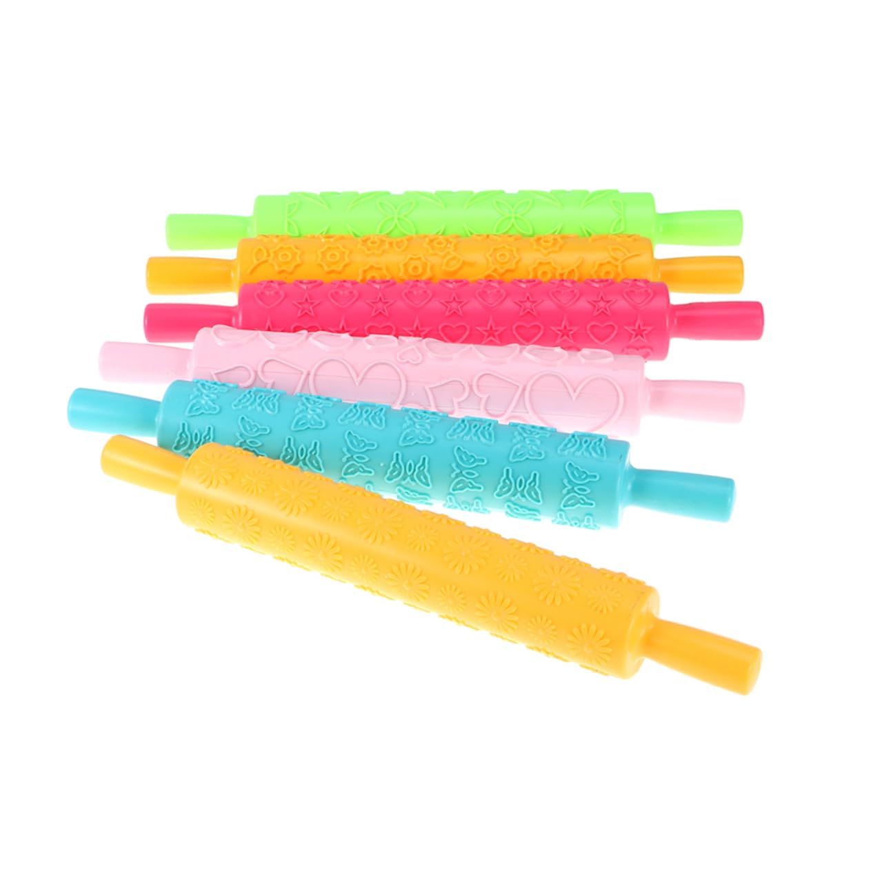 LABRIMP Rodillo De Amasar Con Patrón En Relieve Para Hornear 8 Piezas Rodillo De Plástico Multifuncional Para Decoración De Pasteles Con Fondant