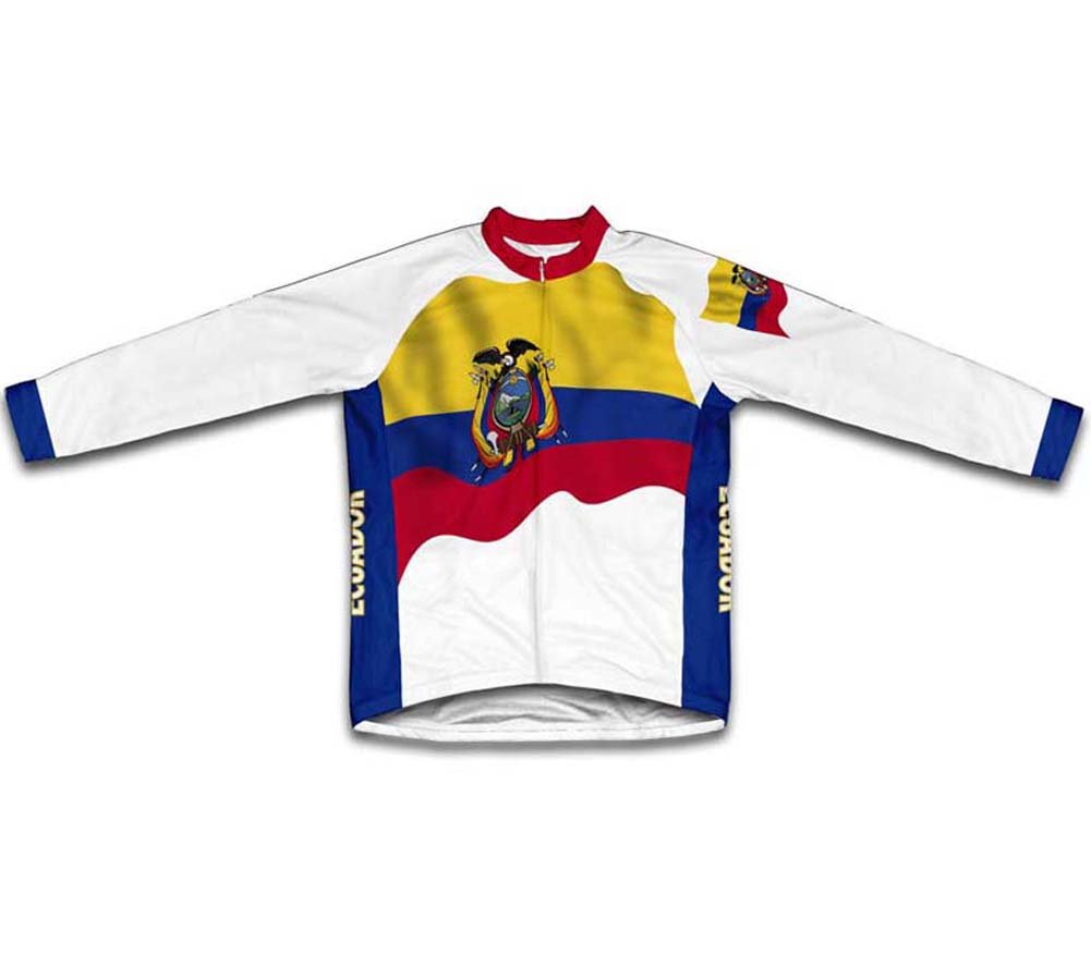Ecuador Flag Long Sleeve Cycling Jersey for Men - Size 4XL