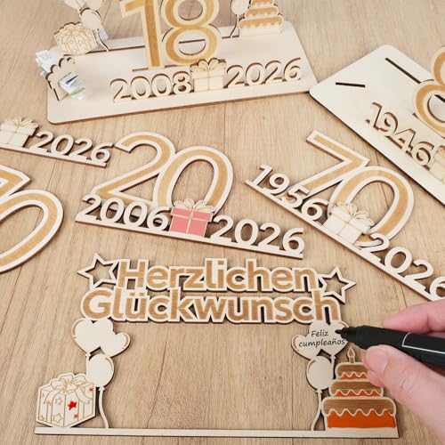 ARTREE 60 Geldgeschenke Geburtstag Frau Mann, 2026 Holz Schild Gästebuch mit LED Lichterkette, Personalisiertes Geschenke zum 60 Geburtstagszahlen, 60 Diamantene Hochzeit Deko, Herzlichen Glückwunsch