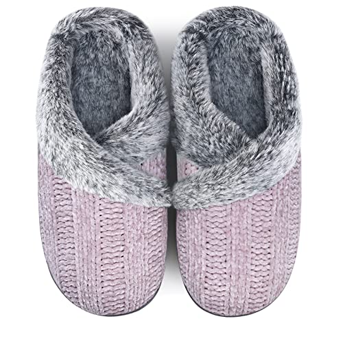 Homitem House Slippers for Women Indoor and Outdoor Fuzzy Slippers with Arch Support Fluffy Slippers with Memory Foam…