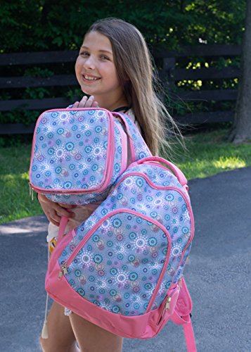 Class Collections Reinforced Water Resistant School Backpack And Insulated Lunch Bag Set (1, Periwinkle Circle Dot) #TOP6