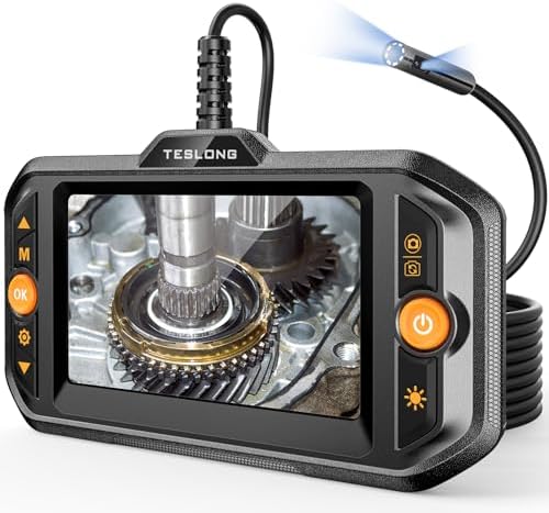 Teslong Dual Lens Endoscope with Light, Mechanic Borescope Inspection Camera, Fiber Optic Scope, Flexible Snake Probe for Automotive, HVAC, Wall & Home Inspections (16.5FT)