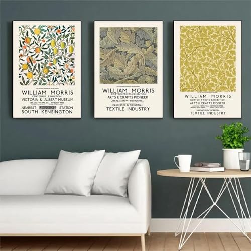 Toile William Morris 3 pièces sans cadre pour habiller facilement vos murs vides