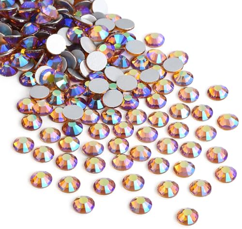Image of Jollin Glue Fix Crystal Flatback Rhinestones Glass Diamantes Gems for Nail Art Crafts Decorations Clothes Shoes(ss30 288pcs, Topaz AB)