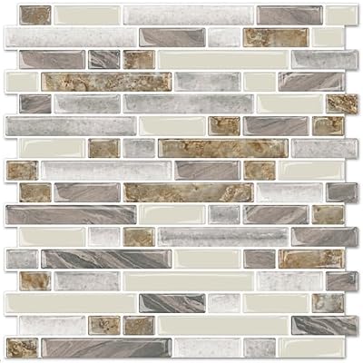STICKGOO Peel and Stick Tile Backsplash for Kitchen, 12”×12”Stick on Backsplash, Self Adhesive Tile for Kitchen Backsplash and Bathroom(10 Sheets, Thicker Design)