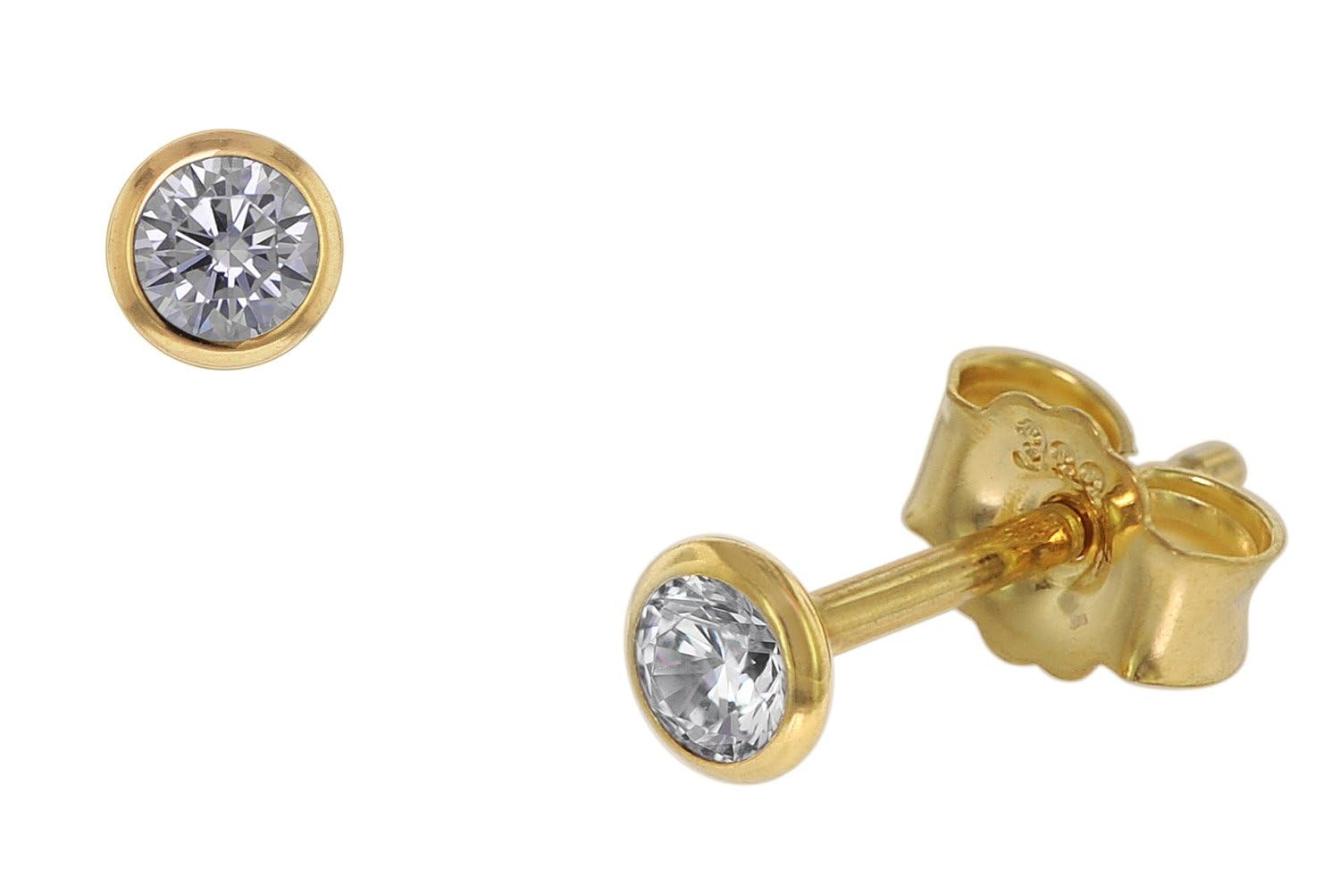 trendor Ohrstecker für Damen und Herren 333 Gold Zirkonia 3,5 mm 86304