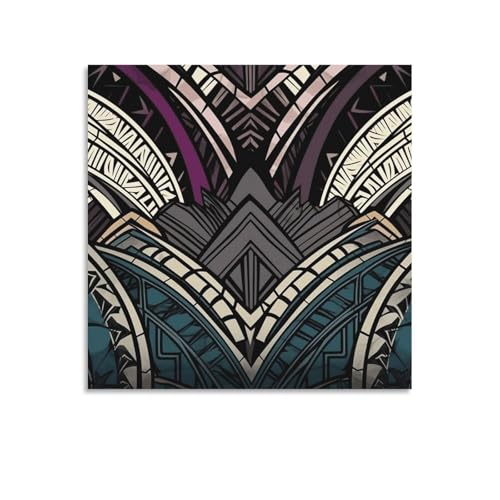 Toile murale abstraite géométrique moderne sans cadre 60x60 cm pour salon