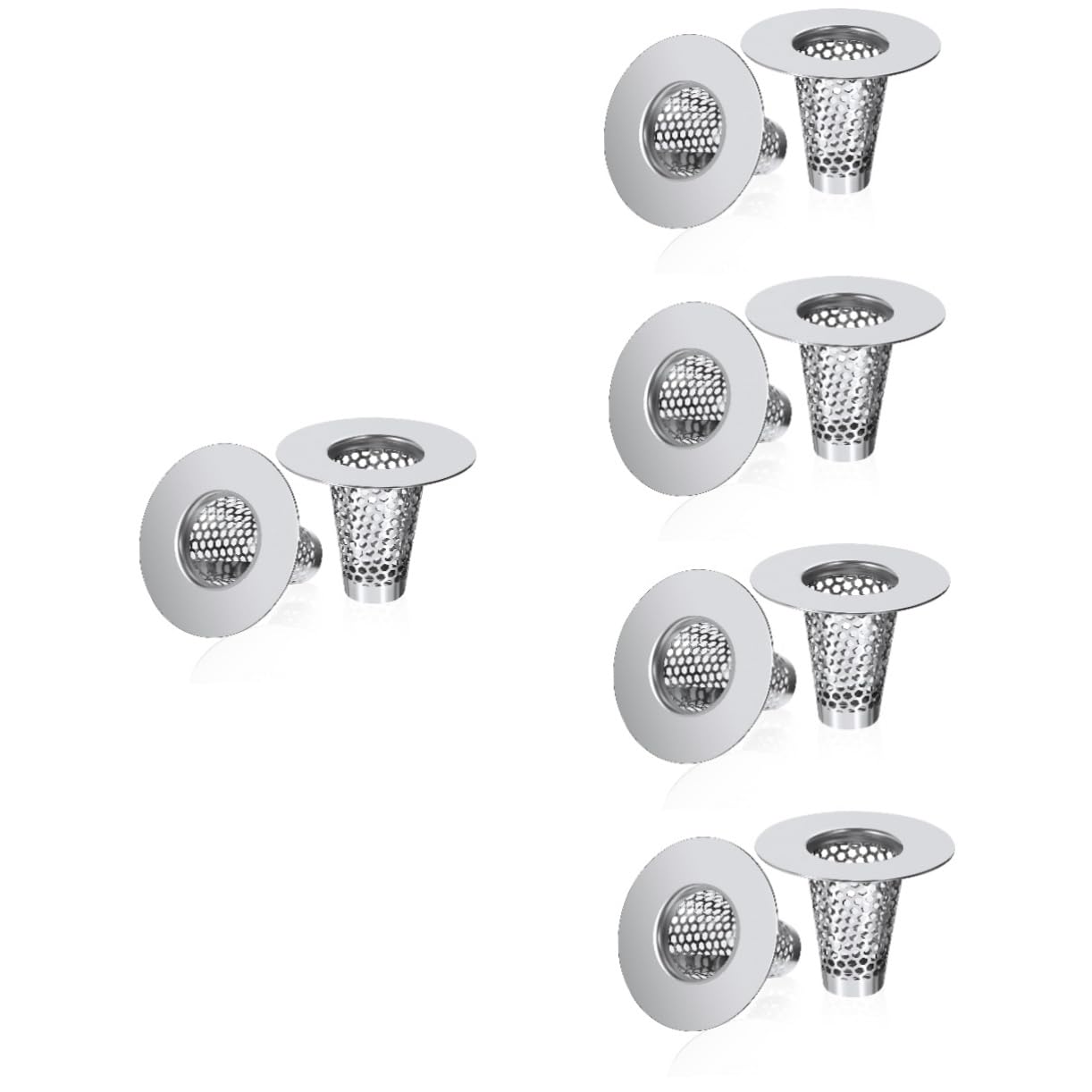 SHINEOFI 5 Series Filtro De Acero Inoxidable Tope De Desagüe del Fregadero Filtrar Cabello Tapón Baño Drenaje del Lavamanos Colador De Fregadero De Malla Silver 6 Piezas X 5
