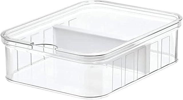 iDesign Fridge Storage Box (21 cm x 16 cm x 9.6 cm), Small Kitchen Storage Container Made of BPA- Plastic, Kitchen Organiser for Tinned Foods, Spices and More, Clear