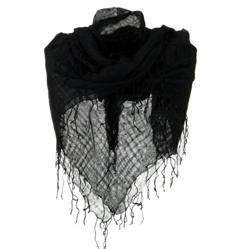 Over sized Viscose Square Scarf - Black