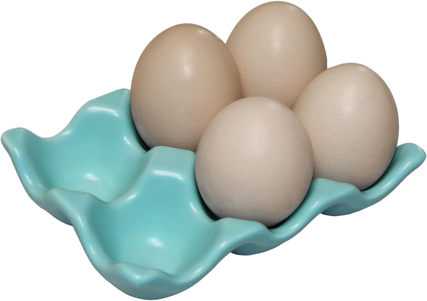 Ceramic Egg Holder Egg Tray Porcelain Fresh Egg Holder for Fridge Countertop Kitchen Storage Half Dozen 6 Cups